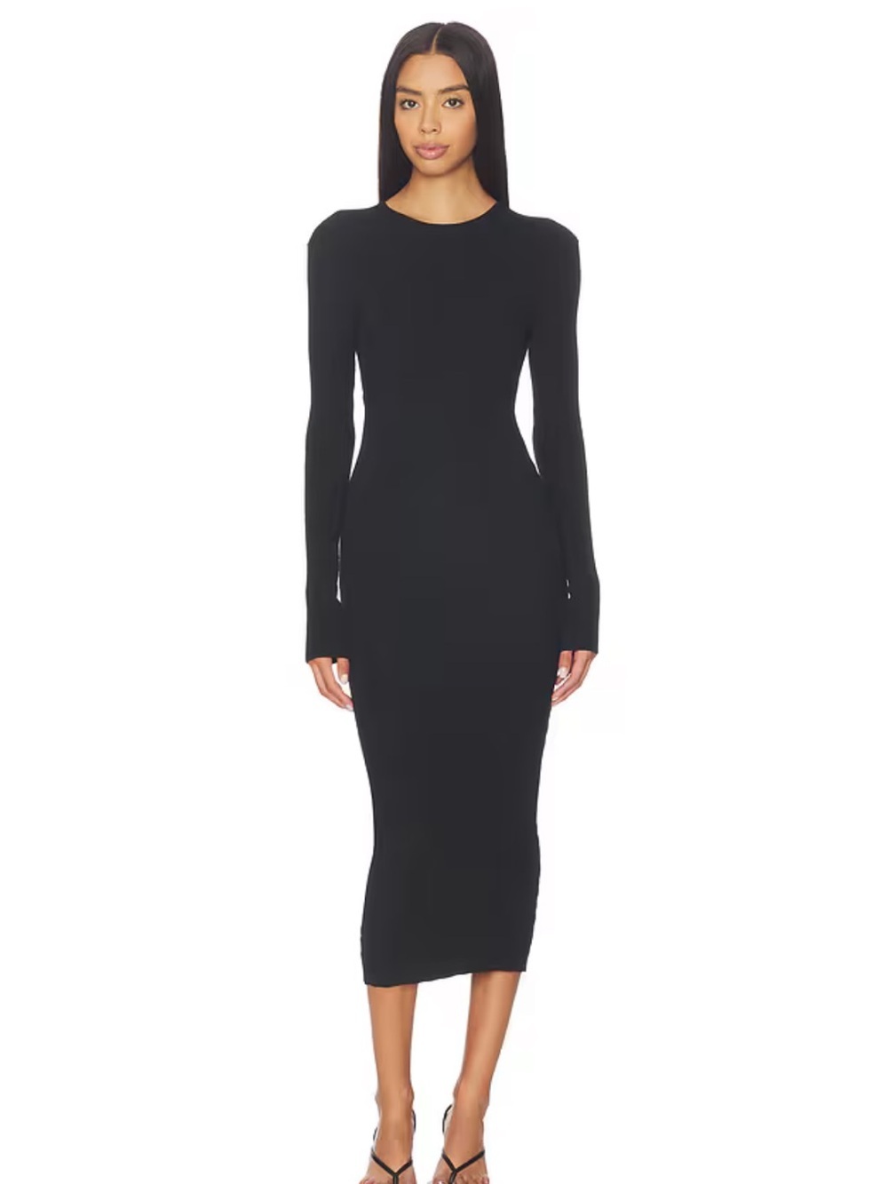Fear of God ESSENTIALS Rib Long Sleeve Dress in Vintage Black